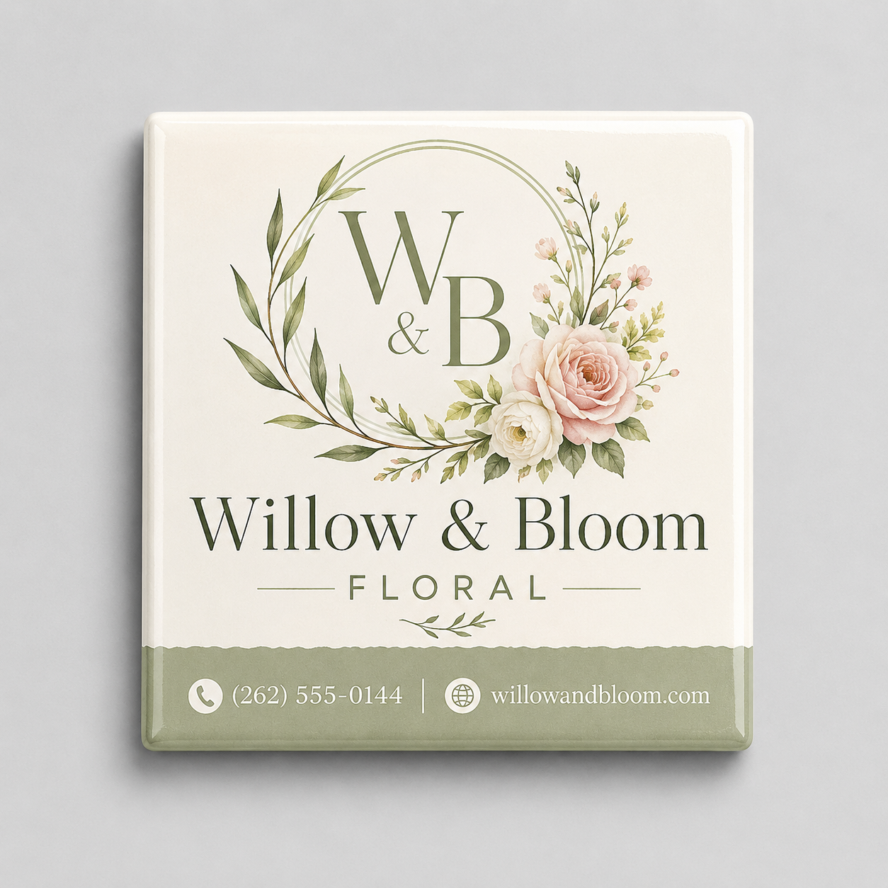Willow & Bloom Floral branded 2x2 magnet example
