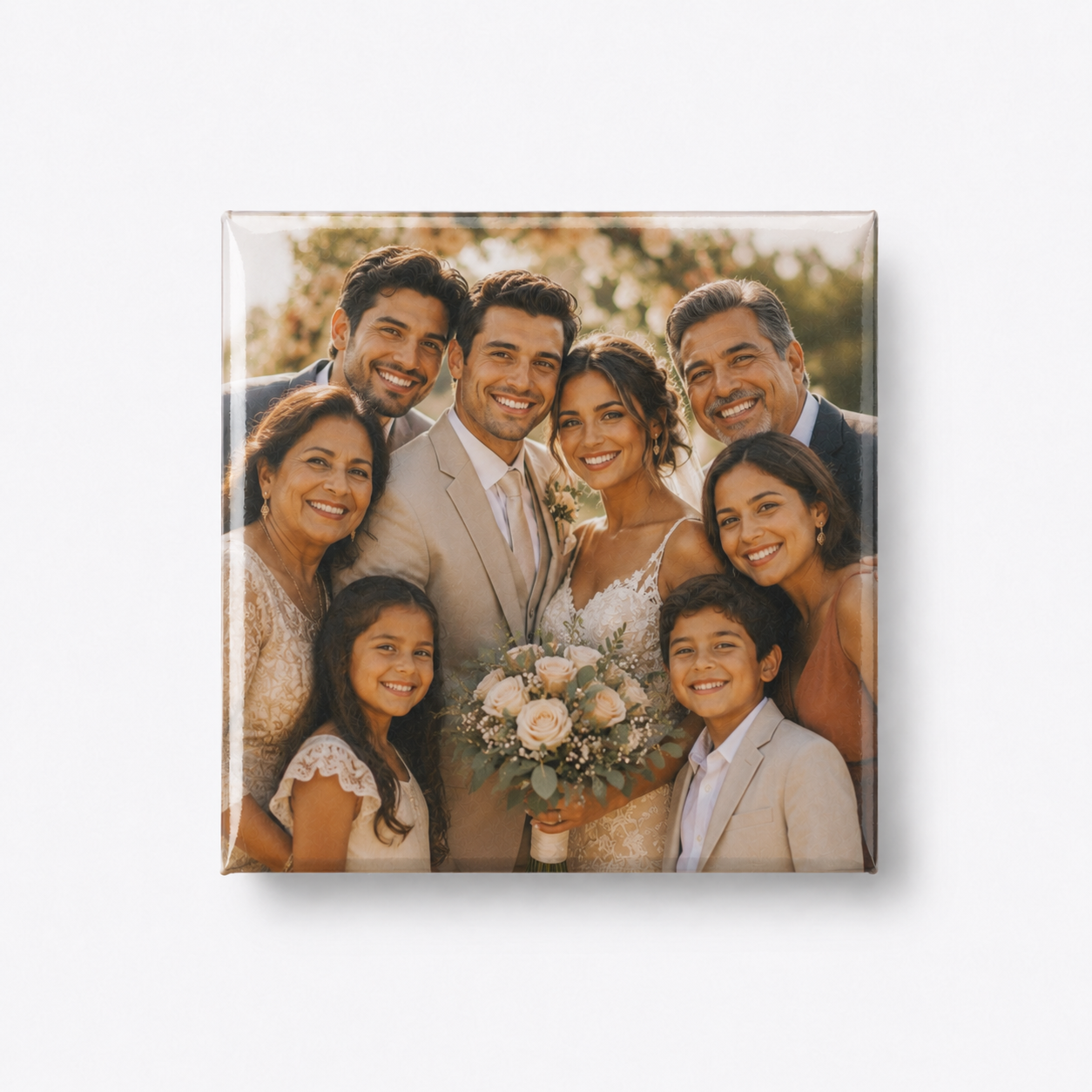 Bride + Groom custom photo magnet example