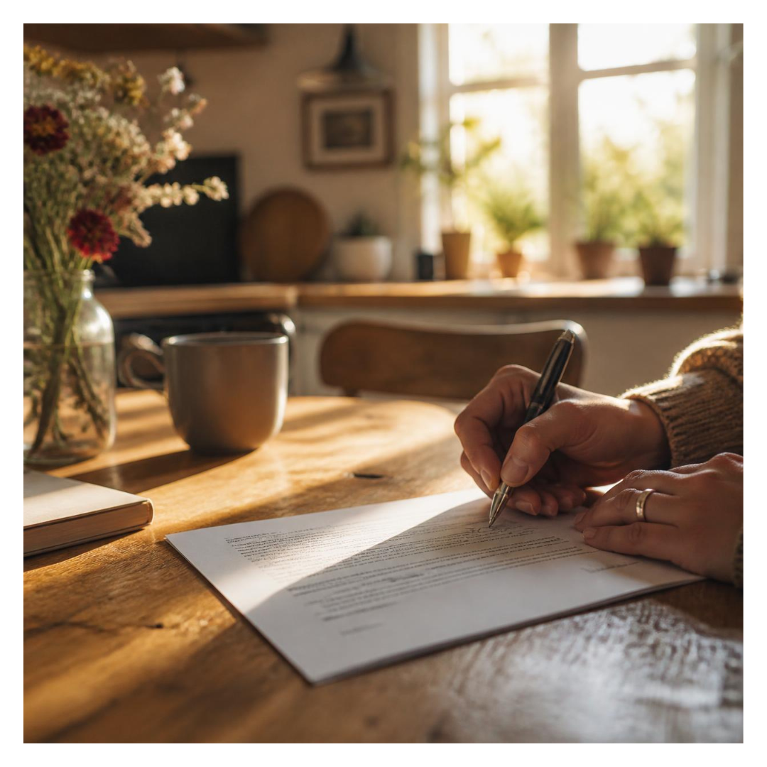Client signing estate planning documents at home with a mobile notary
