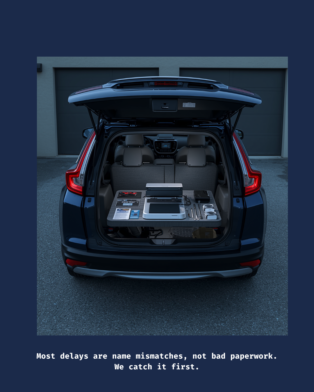 Mobile notary office setup with scanning equipment for same-day document turnaround