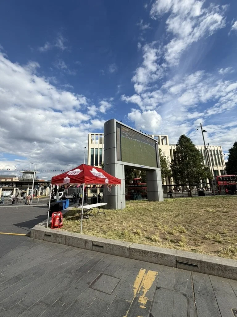 The big screen in General Gordon Square