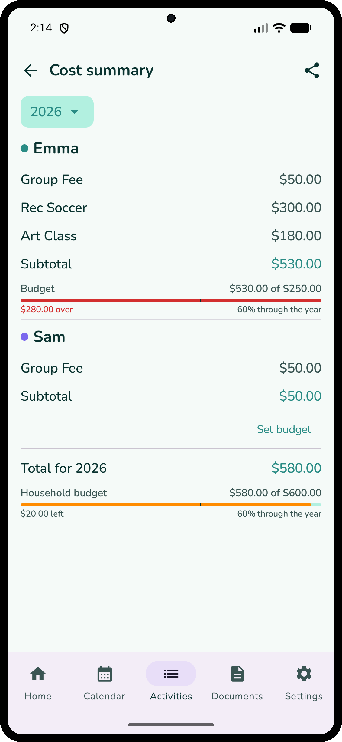 Cadence cost tracking on Android