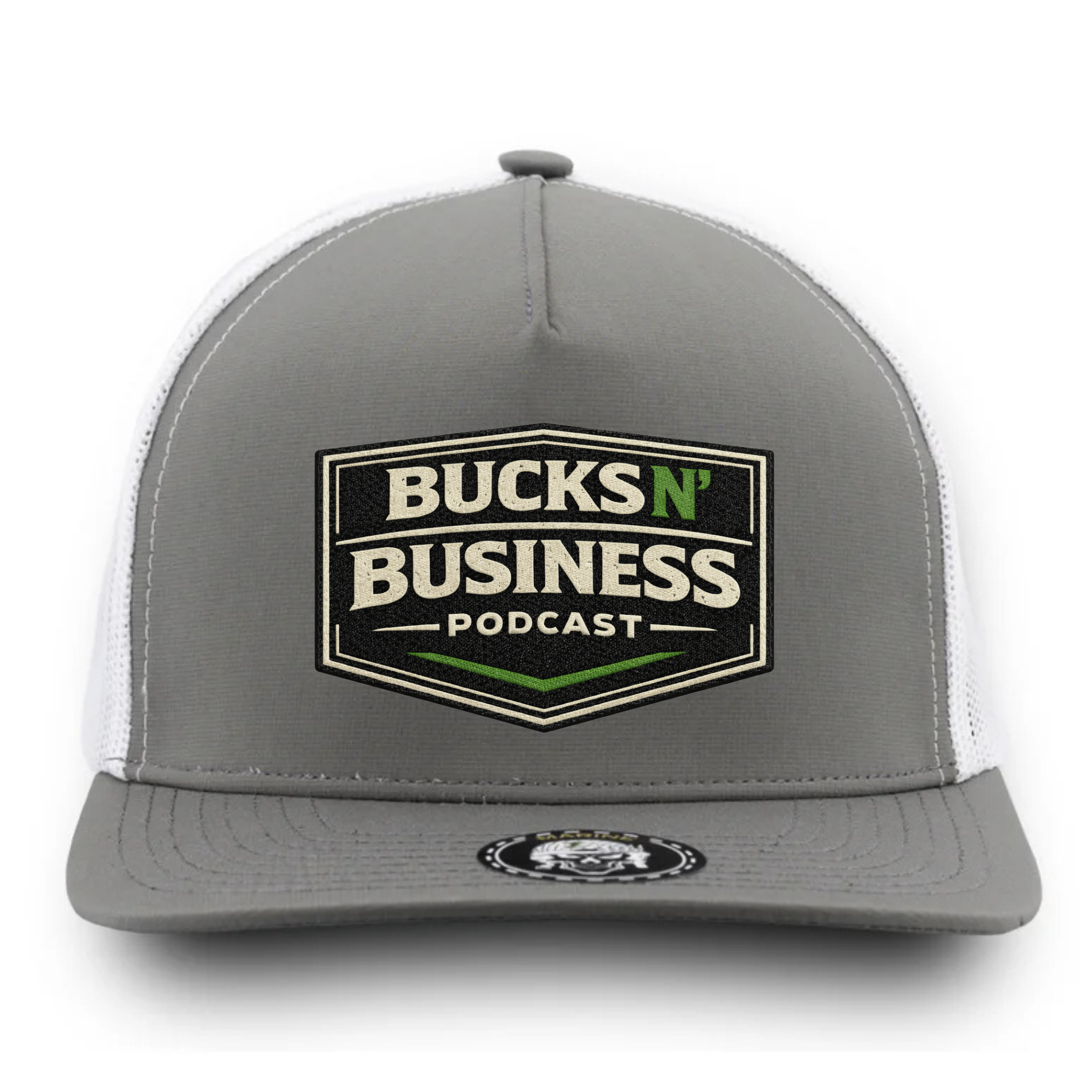 Charcoal Gray and White Water Resistant Trucker Hat