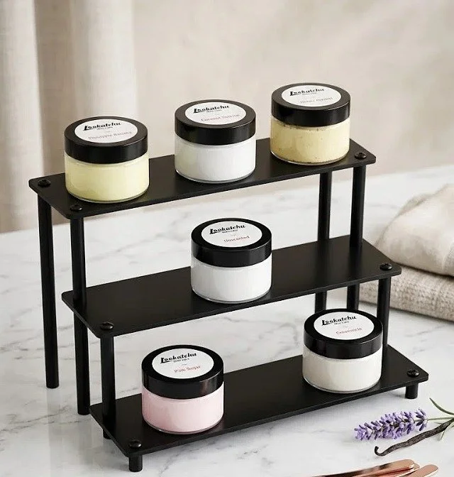 Earth Scent body butters on a display stand