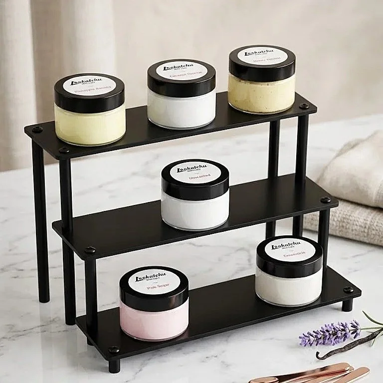 Earth Scent body butters on a display stand