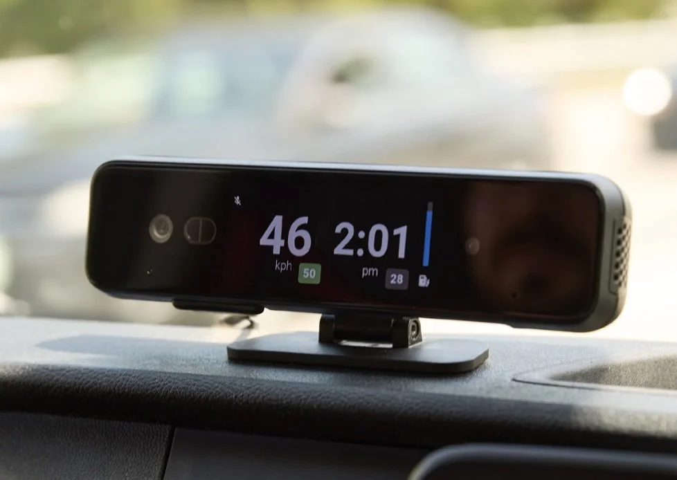 Raven in-vehicle camera hardware installed on a windshield