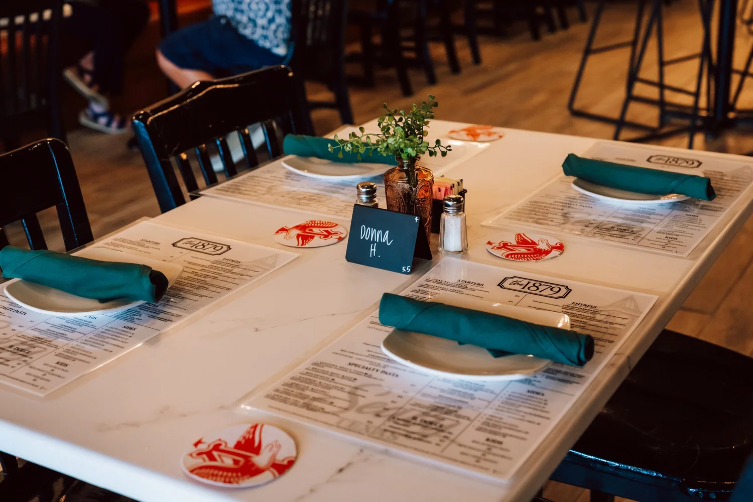 A table set for guests at The 1879 restaurant in Sealy