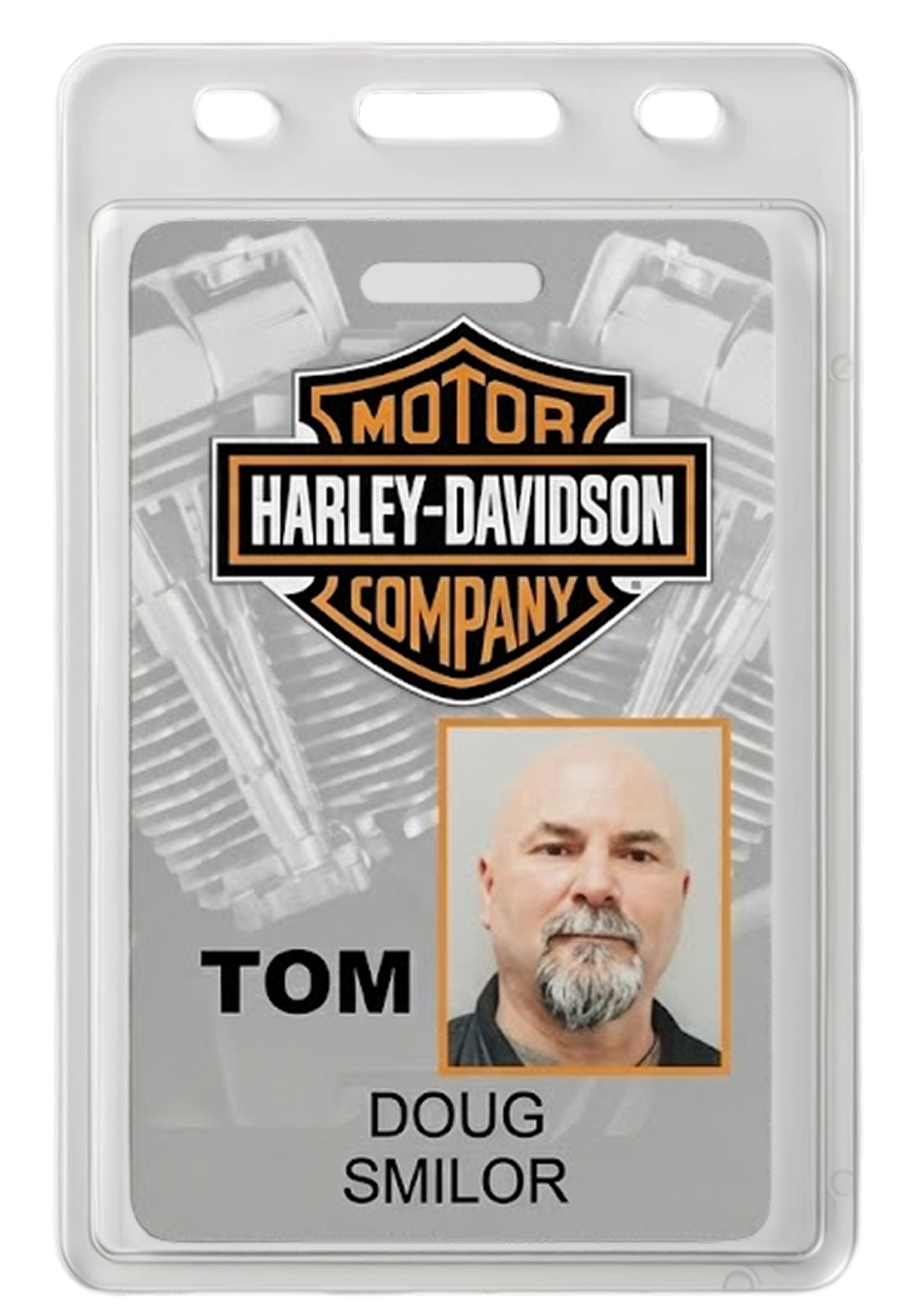 Doug Smilor Harley-Davidson employee badge