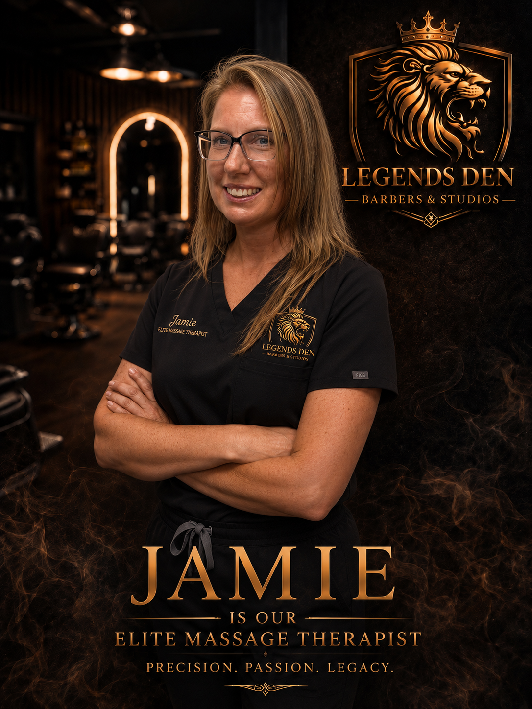 Jamie Massage Therapist at Legends Den Barbers and Studios