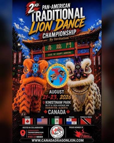 Traditional lion dance performance at the Pan American championship