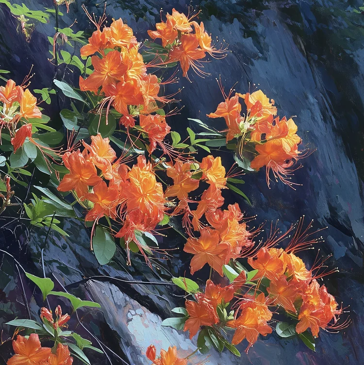 Painted detail from Cumberland Azalea on Purple Sandstone