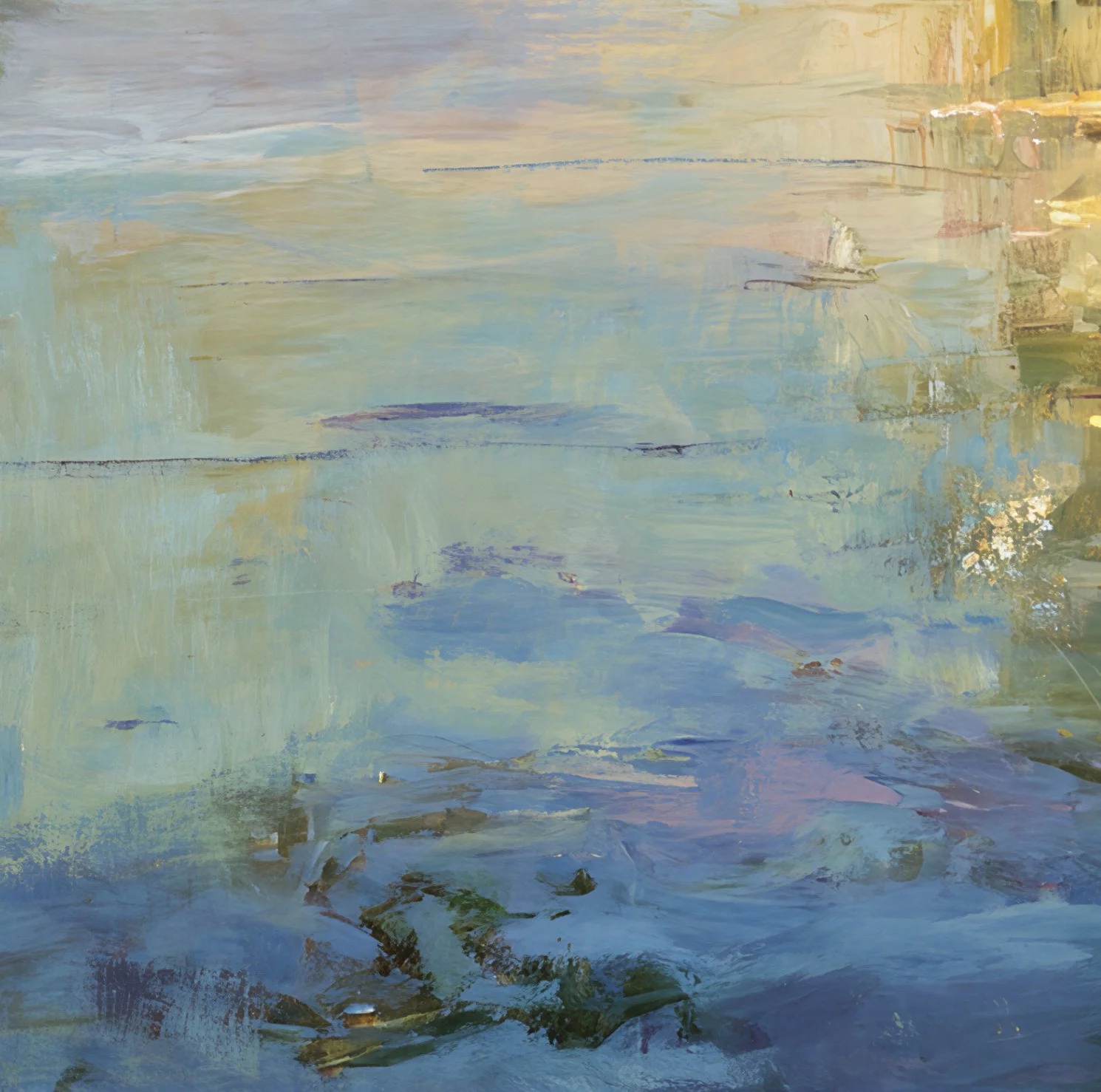 A close look at reflected color in Blue Hills with Lilac Water.