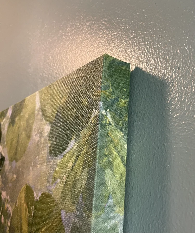 Beneath Ancient Leaves gallery-wrapped canvas edge photographed by Rachel