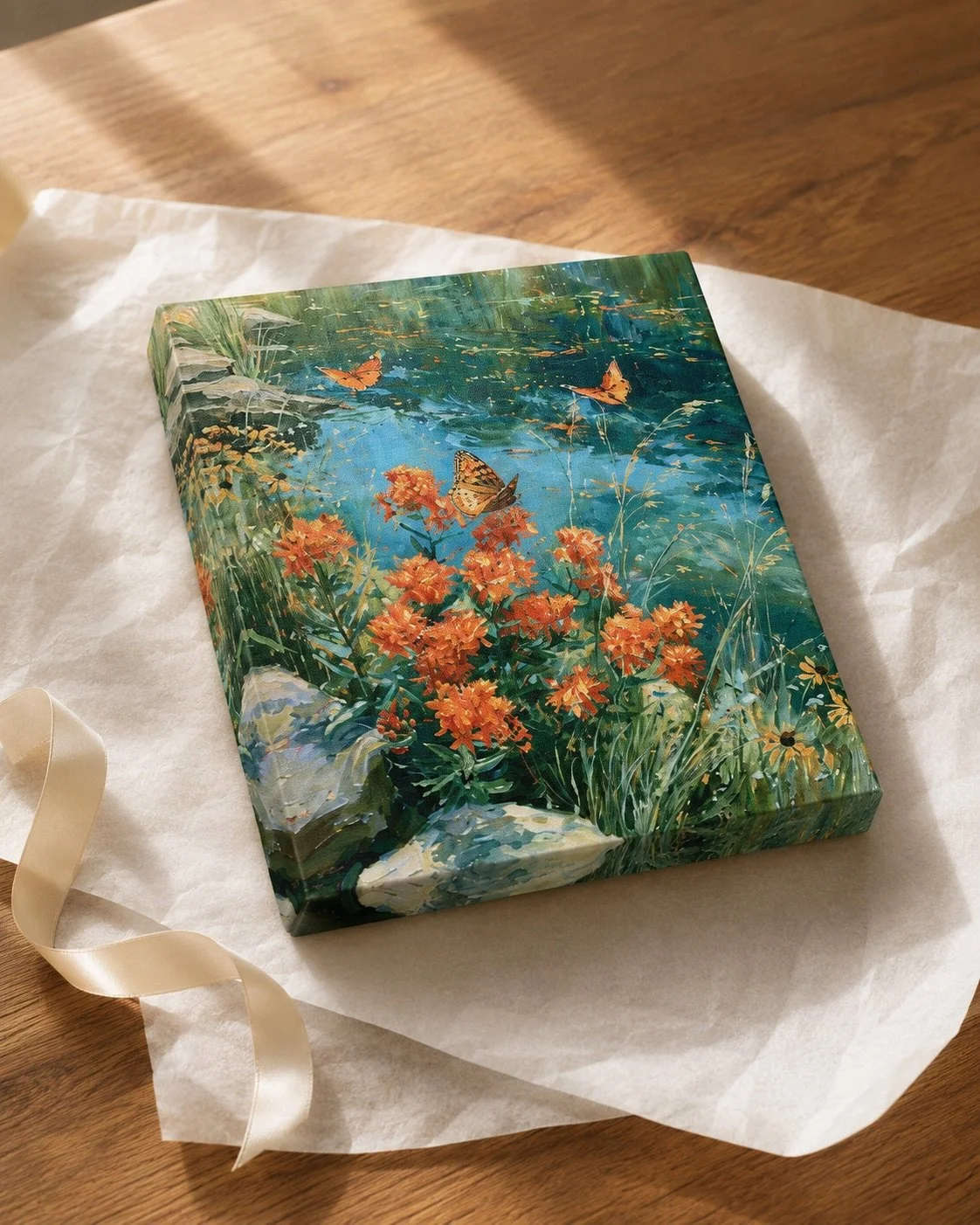 Where the Fritillaries Gather artwork on tissue paper as a birthday gift