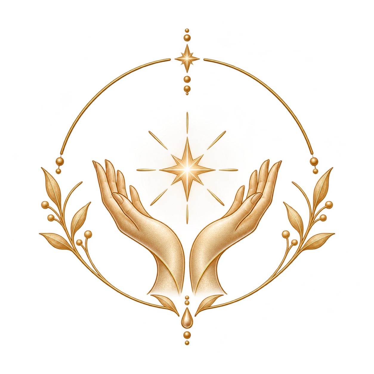 Gold honesty emblem with open hands and a radiant star