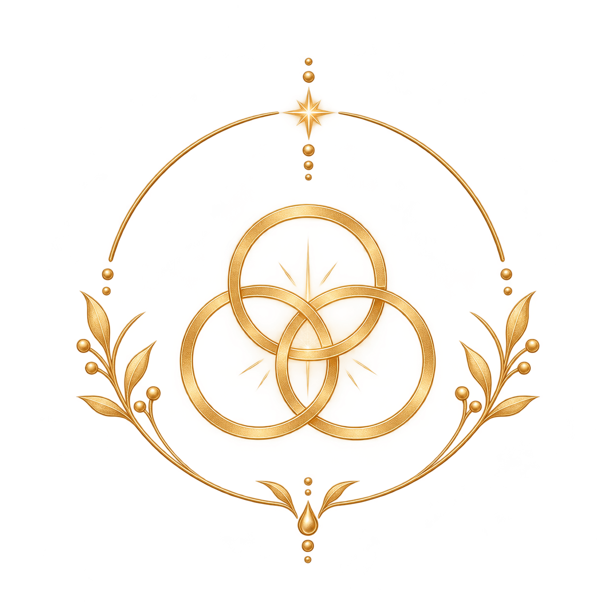 Gold community emblem with three interconnected circles