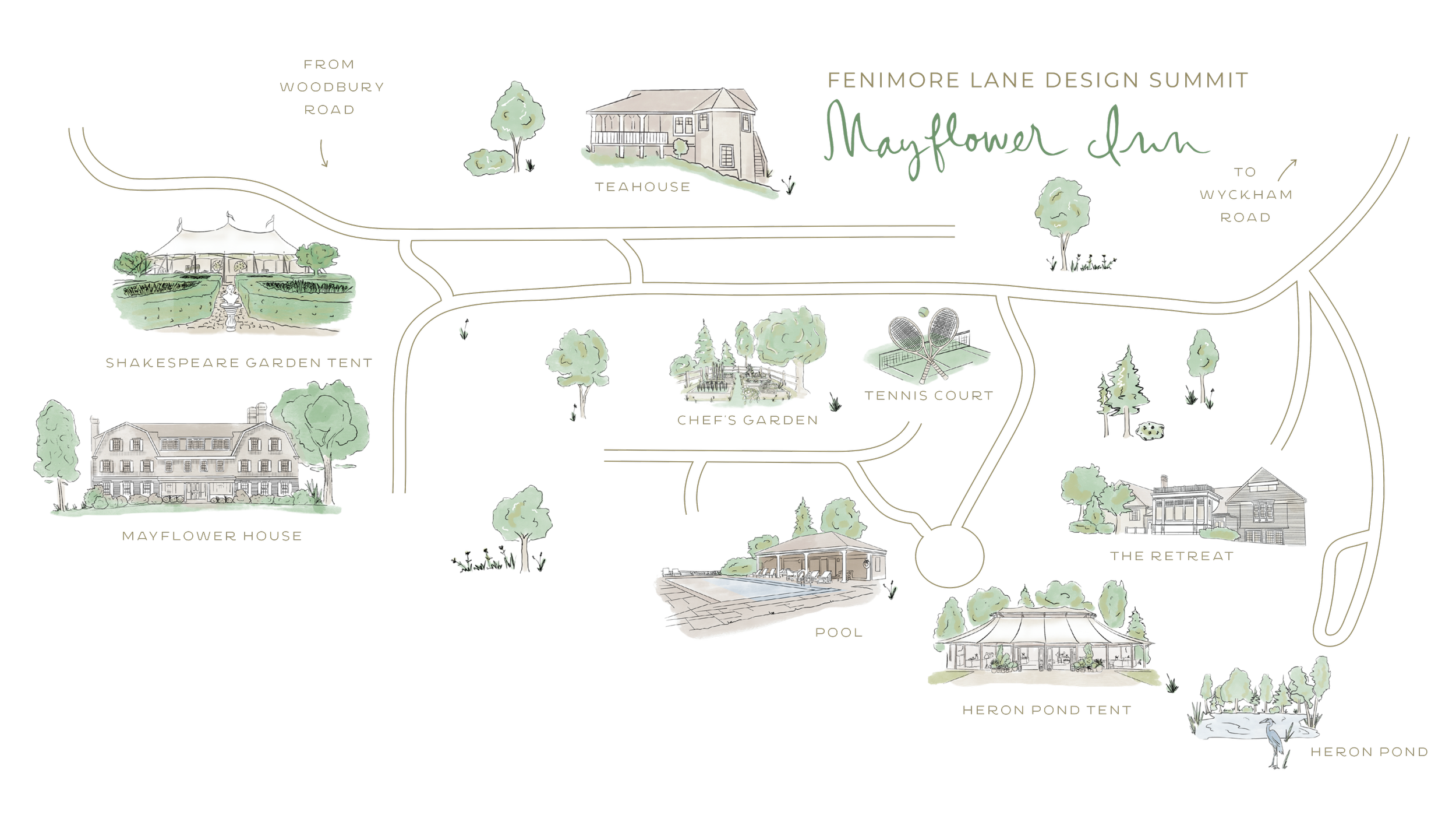 Fenimore Lane Design Summit illustrated map of the grounds