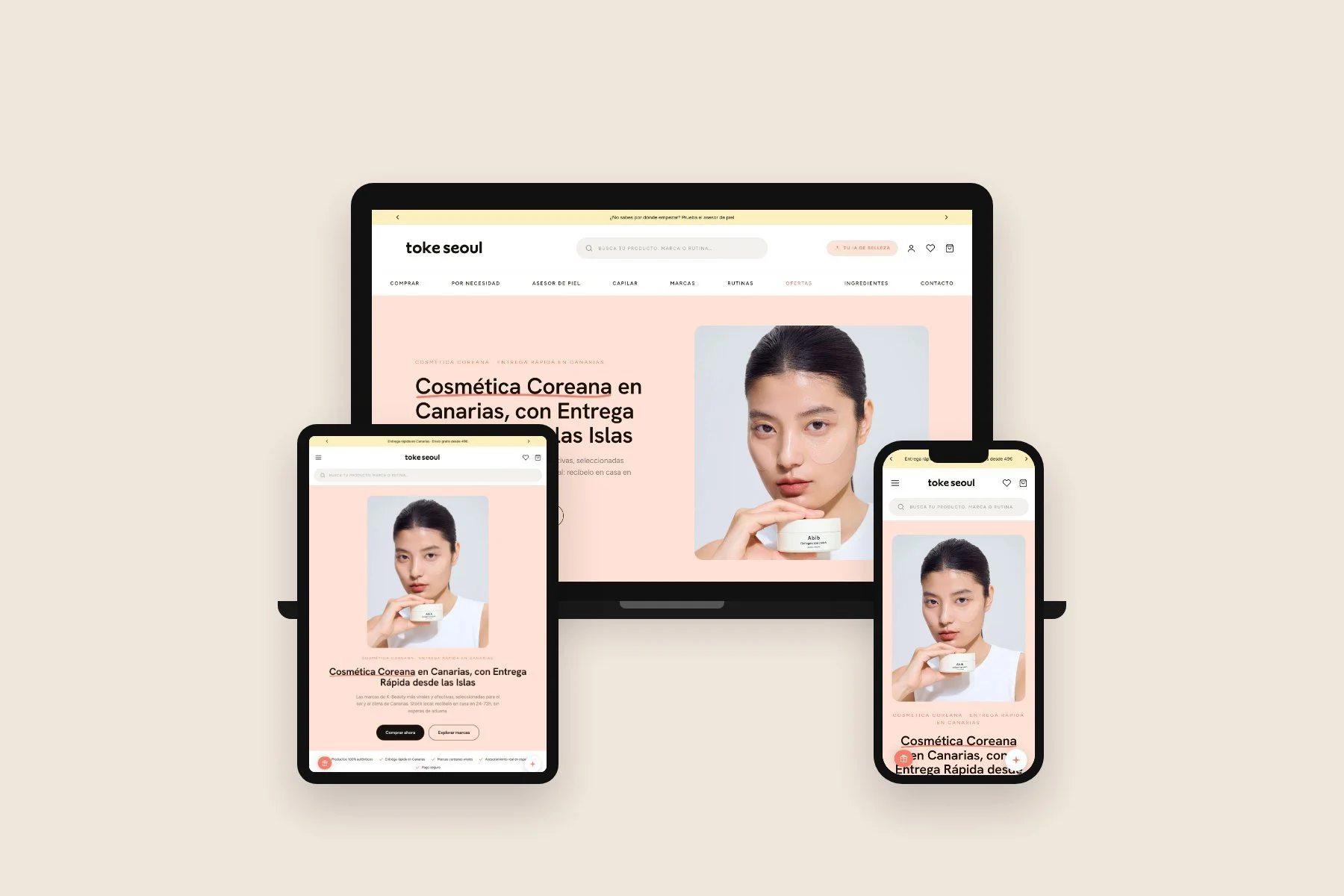 Tienda online de Toke Seoul, cosmética coreana en Canarias, en escritorio, tablet y móvil