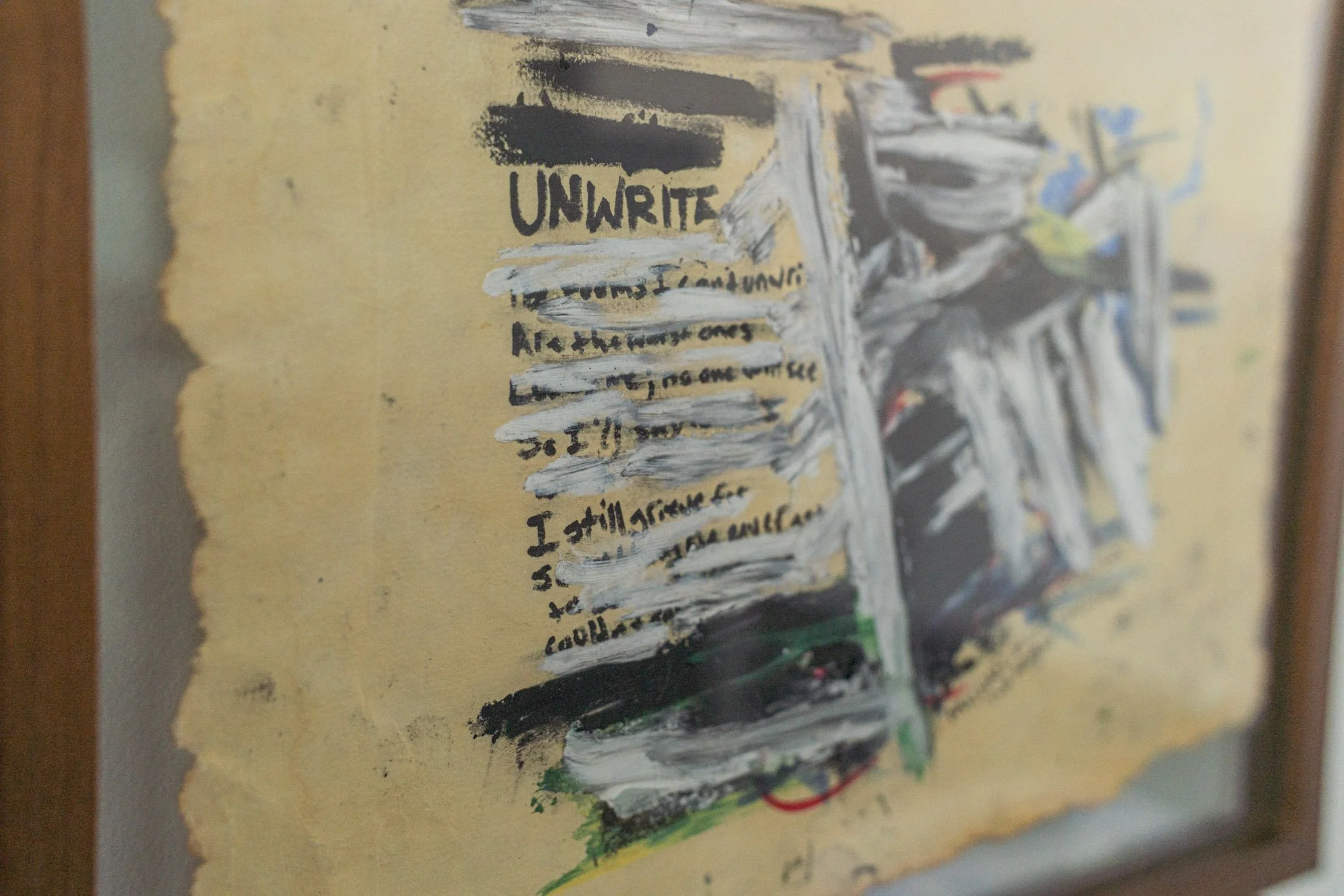 UNWRITE — detail of embedded text, Michael de la Guerra