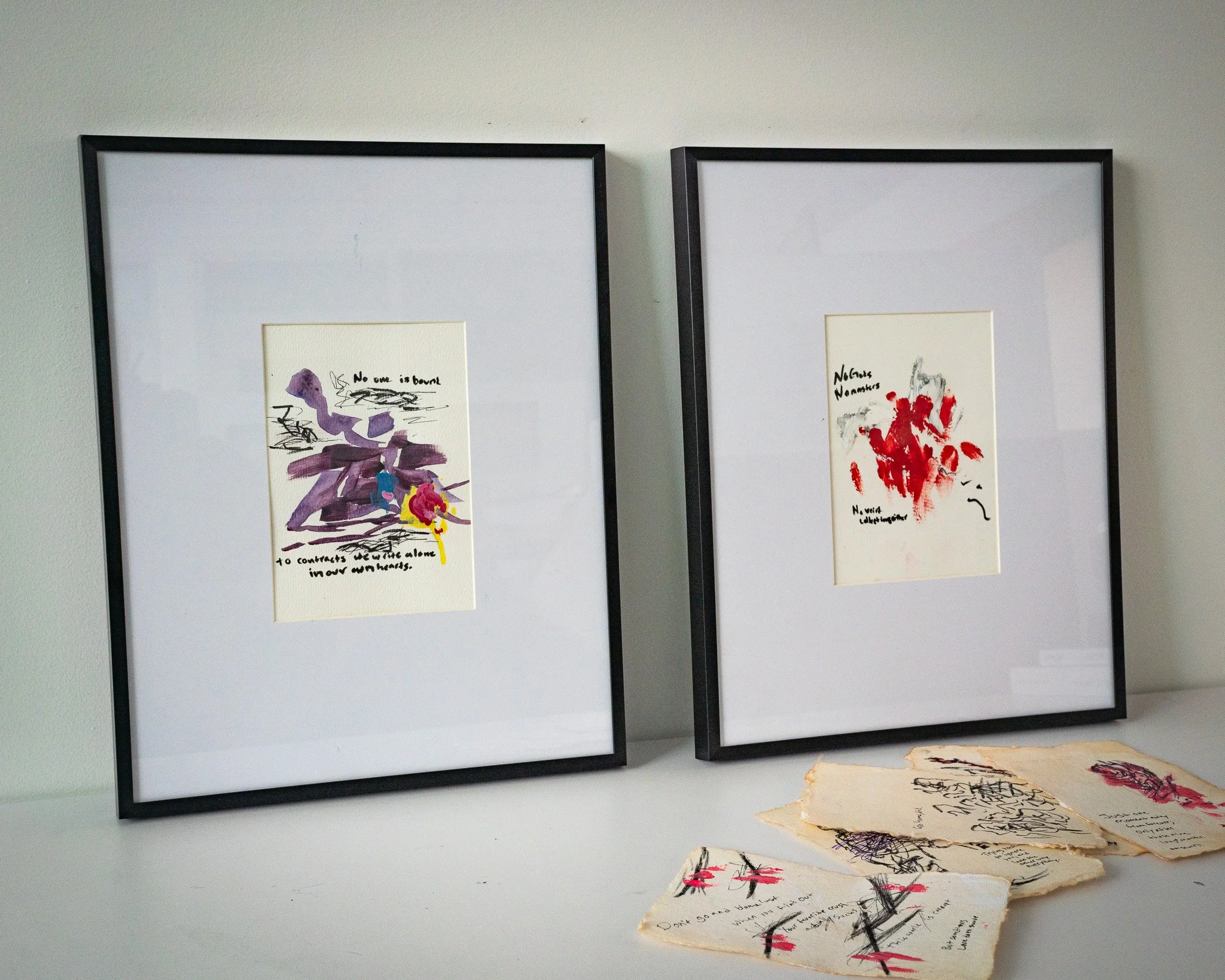 No Jurisdiction — installation view, both works framed