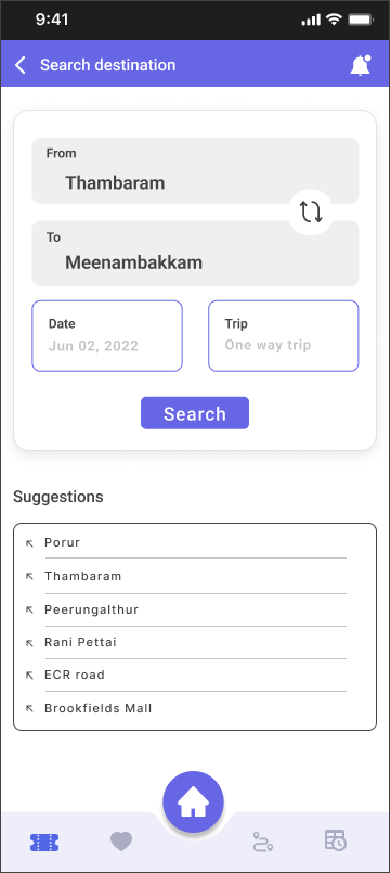 Search screen
