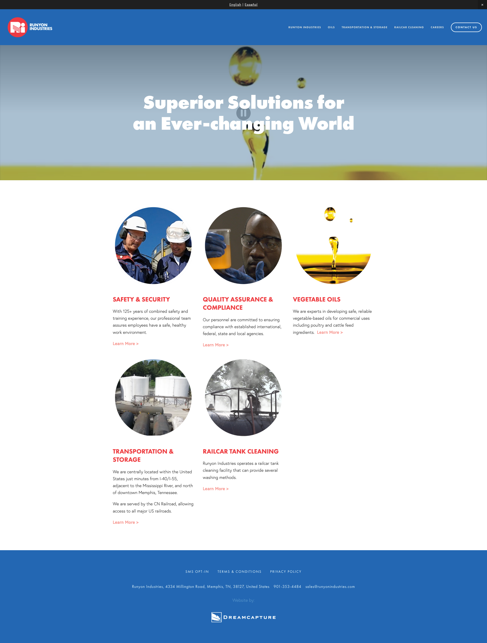Runyon Industries website — English