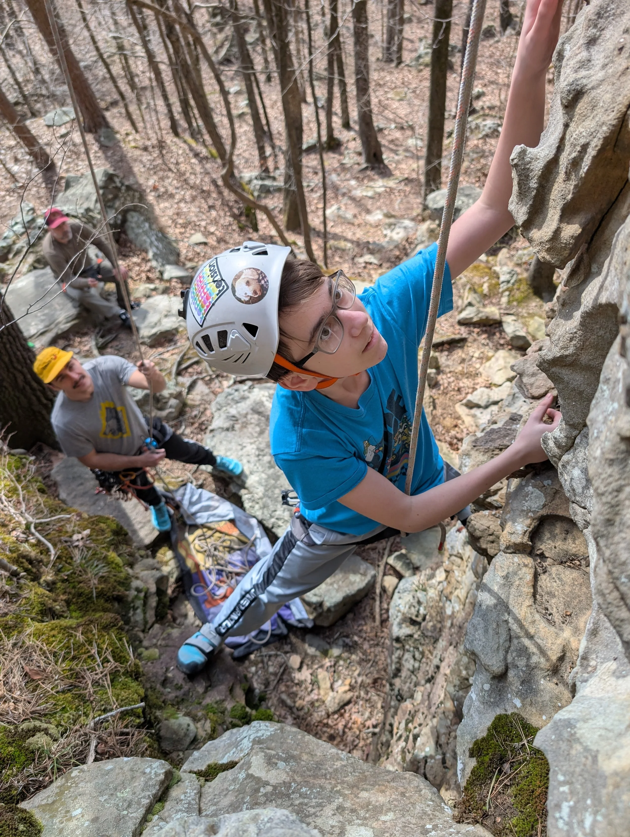 Chris Coles coaching a young climber
