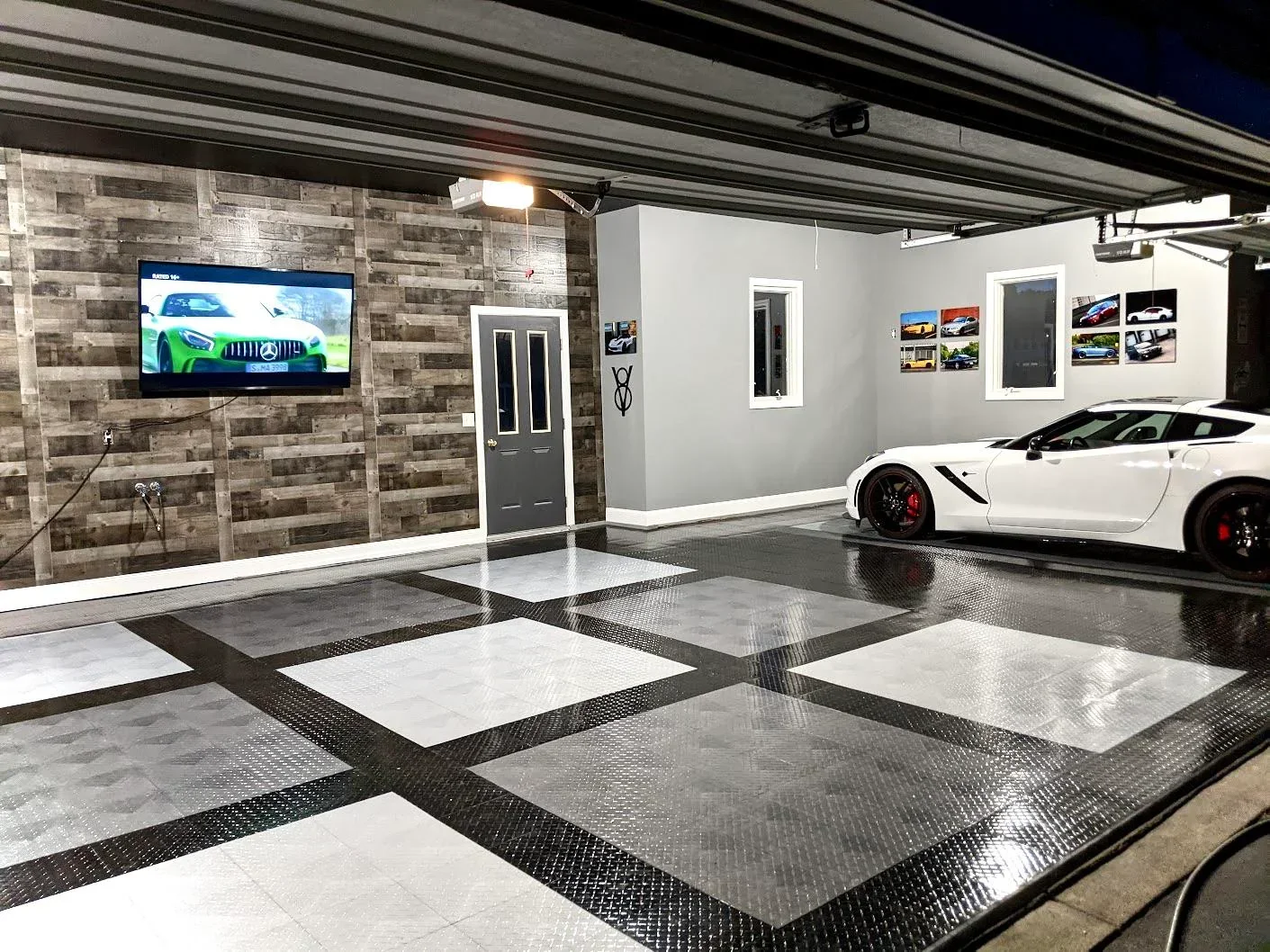 Garage transformation Portland Oregon Race Deck epoxy slatwall