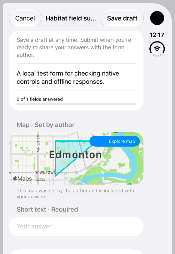 Save, submit and edit a response: genuine looping iPhone Duo recording at half speed