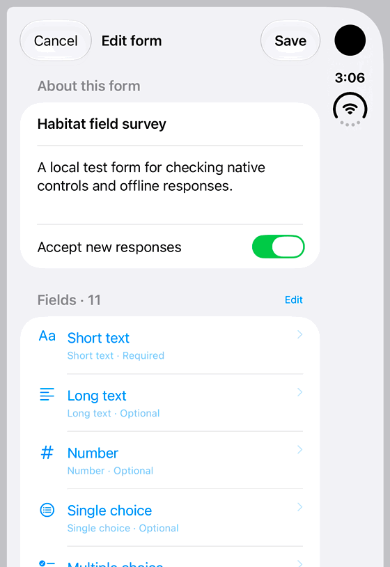 Close a form or manage access: genuine looping iPhone Duo recording at half speed