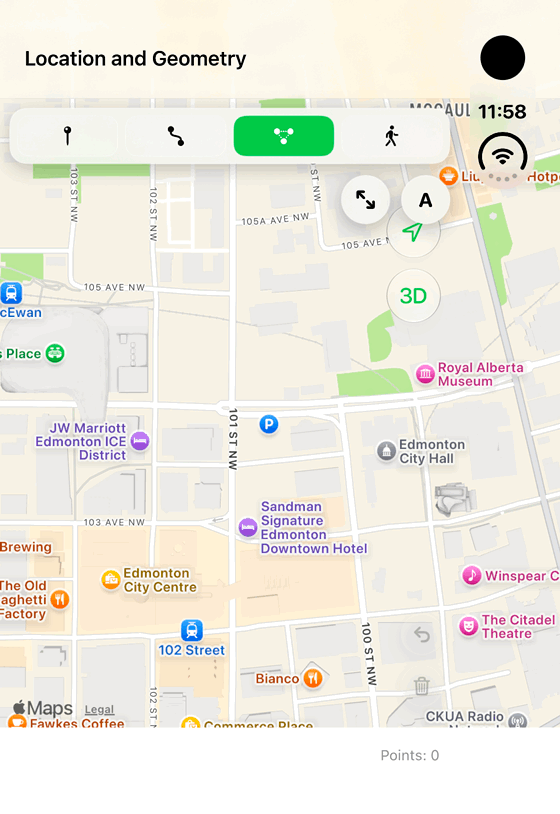 Draw a location, line or area: genuine looping iPhone Duo recording at half speed