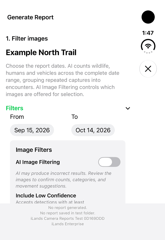 Filter camera images and export evidence: genuine looping iPhone Duo recording at half speed