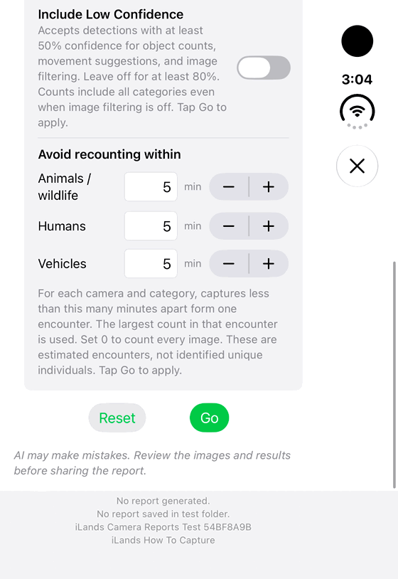 Set and interpret recount intervals: genuine looping iPhone Duo recording at half speed