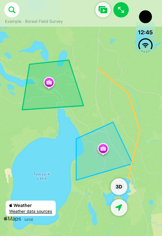 Find records on the map: genuine looping iPhone Duo recording at half speed