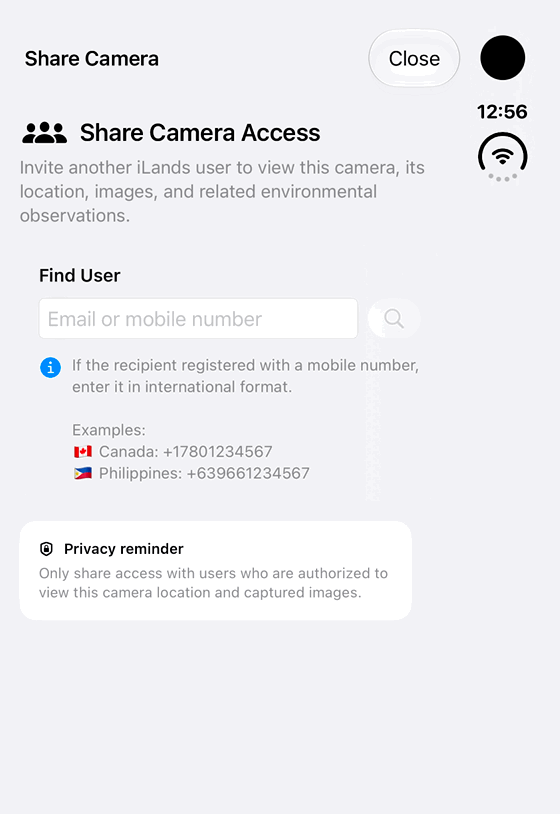 Share camera viewing access: genuine looping iPhone Duo recording at half speed