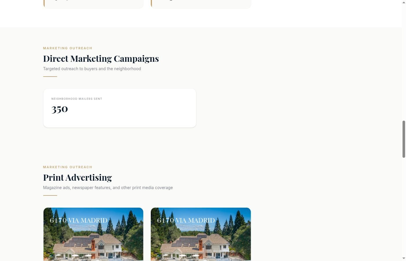 Direct marketing section showing mailers and magazine ads