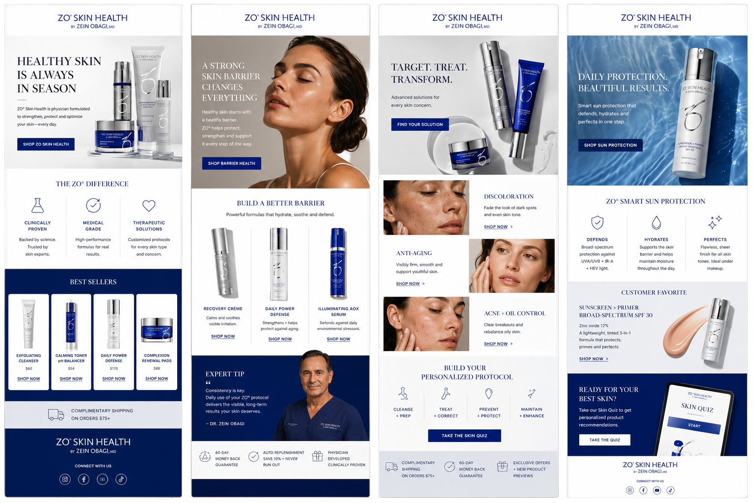 Examples of email campaigns designed by NEL.