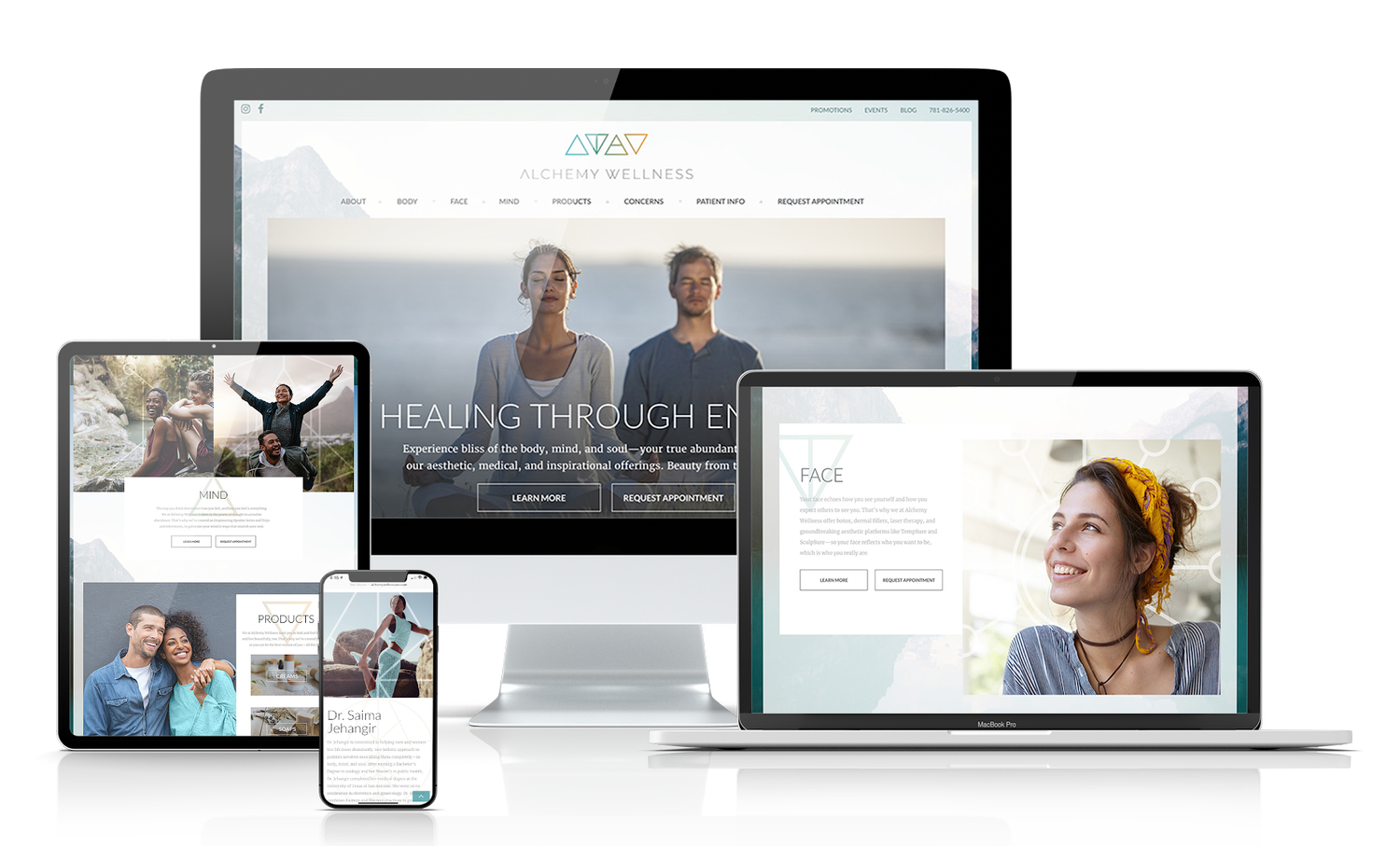 Wellness website by NELM across devices.
