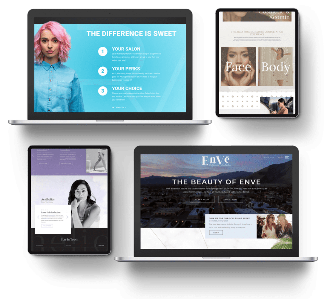 A selection of NELM web and brand work across devices.