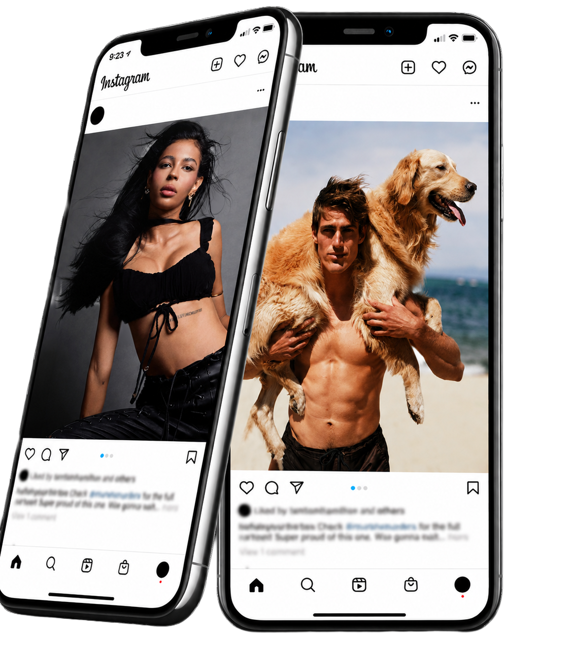 NEL. social media work — Instagram content on phone mockups
