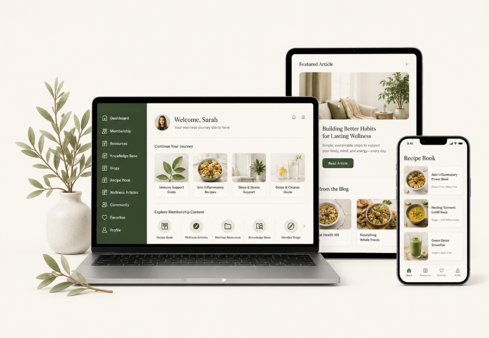 Website membership displayed across digital devices