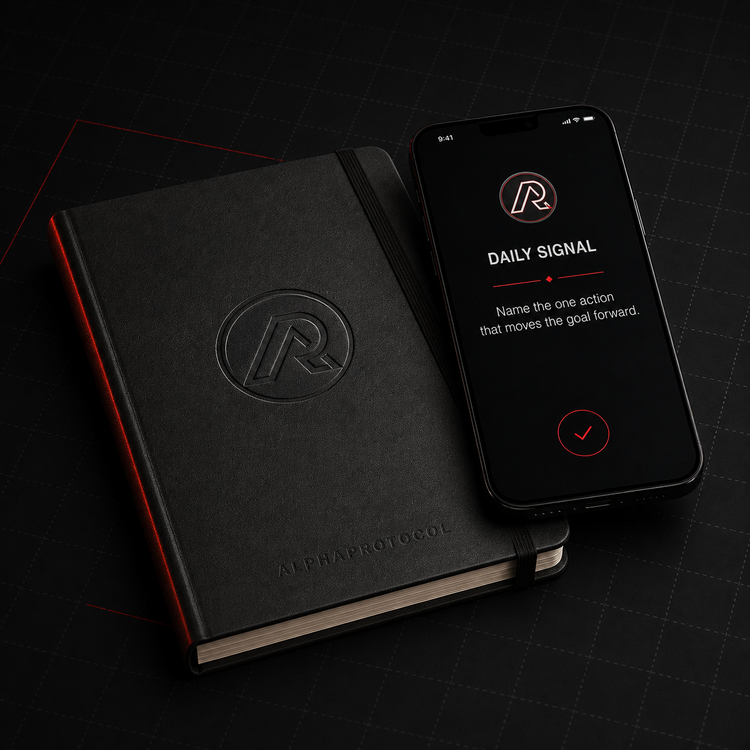 AlphaProtocol Signal notebook and daily reminder phone