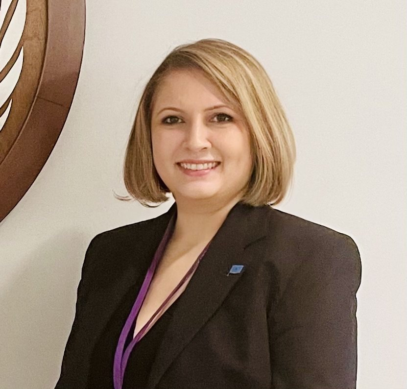 Portrait of Mary Michaels in a black blazer.