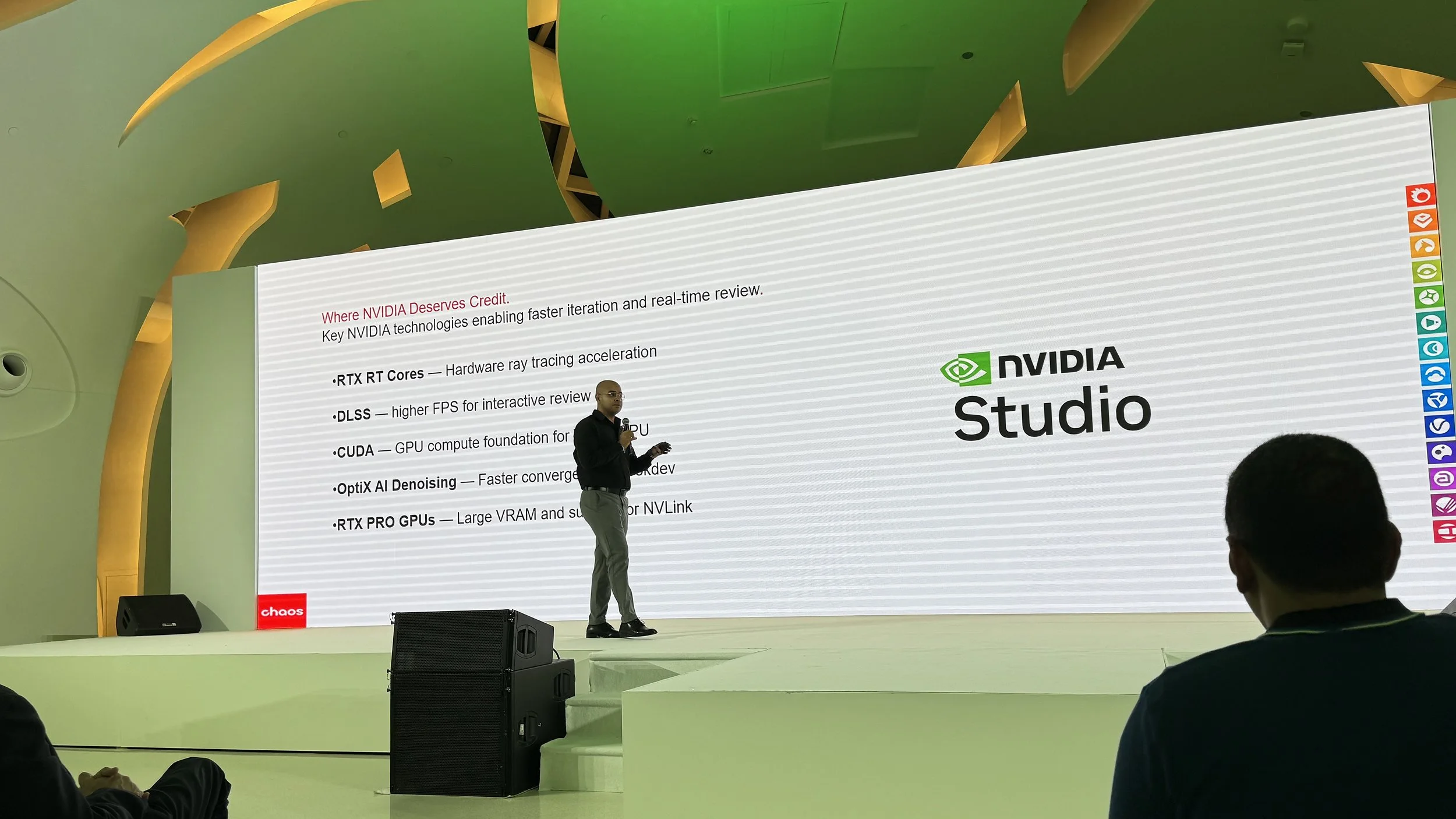 Muhammed Hamed presenting on stage at NVIDIA Studio Nights 6