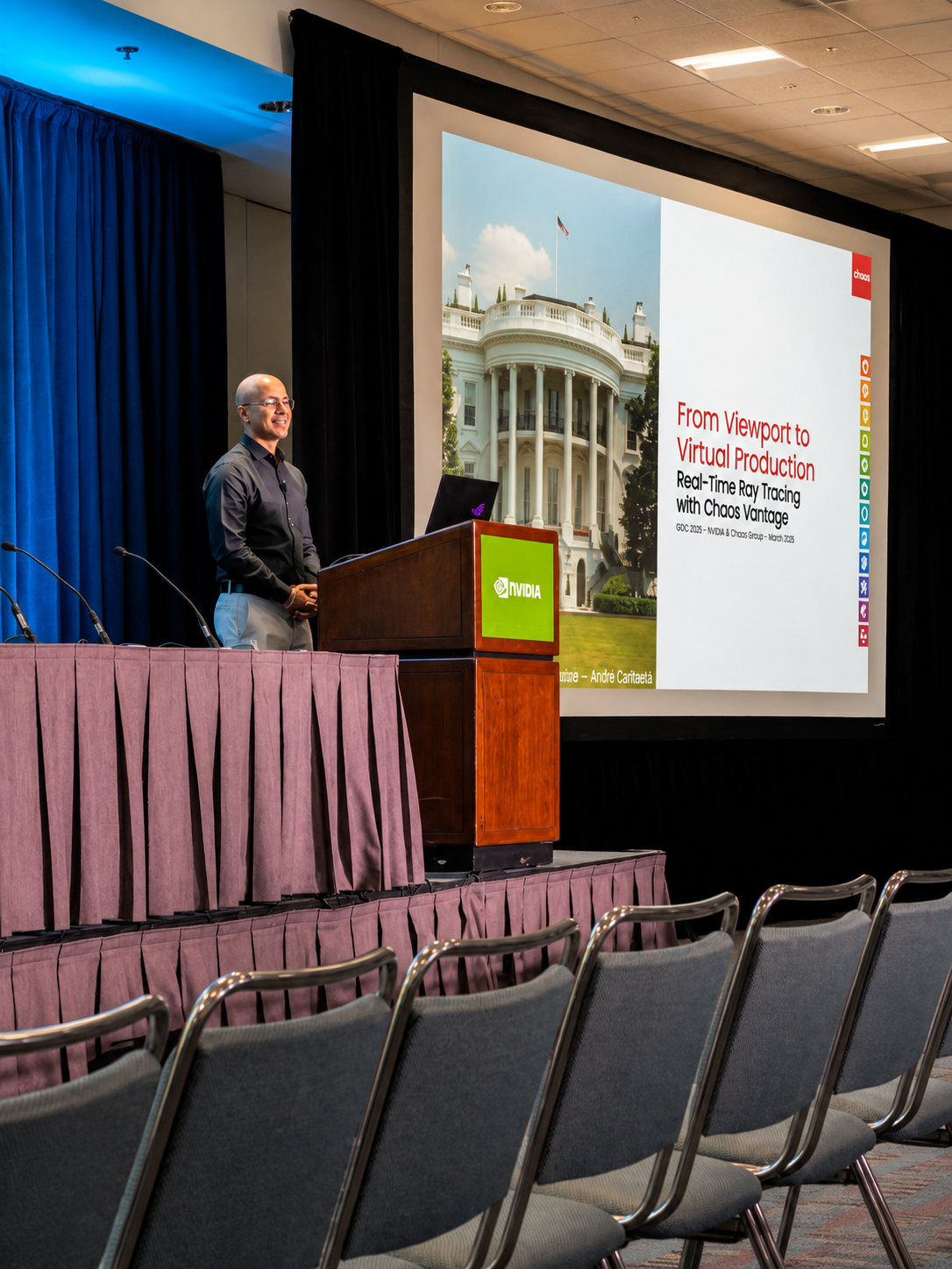 Muhammed Hamed on stage during NVIDIA RTX Rendering Day