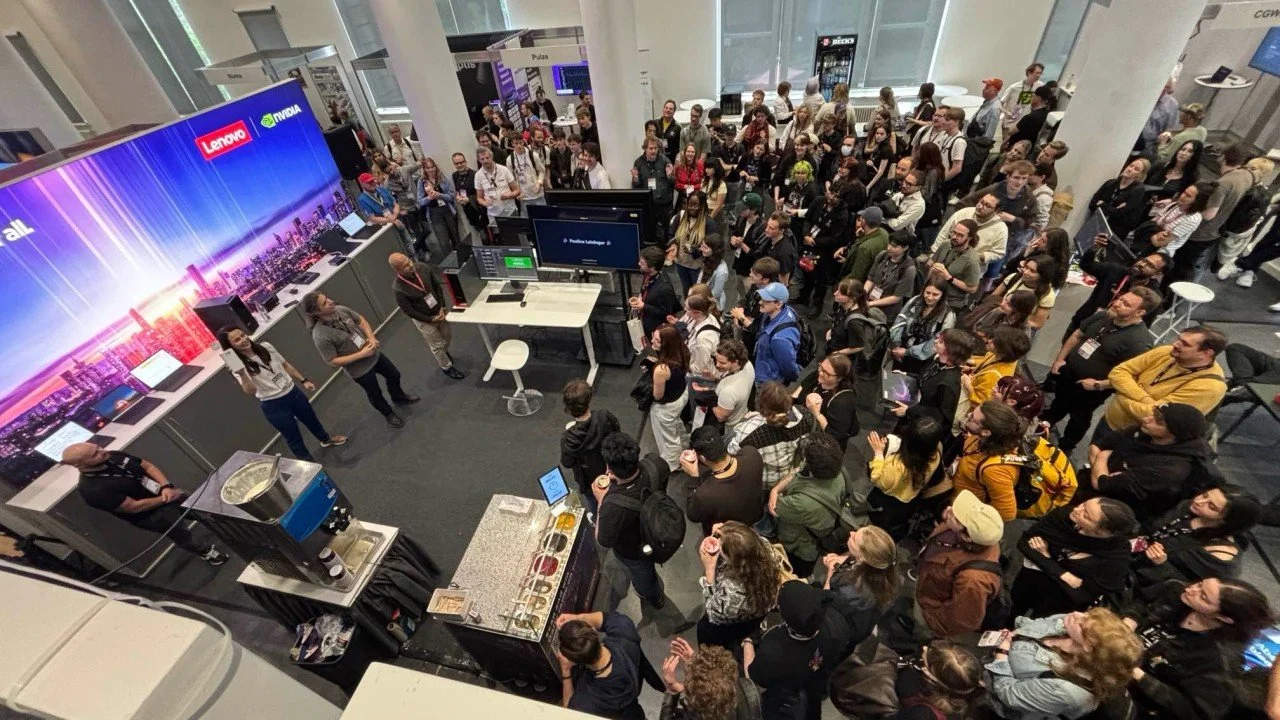 Lenovo and NVIDIA booth crowd at FMX 2026