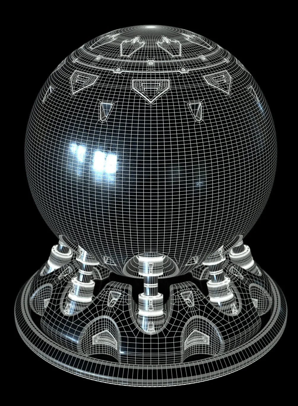 Shaderball wireframe render