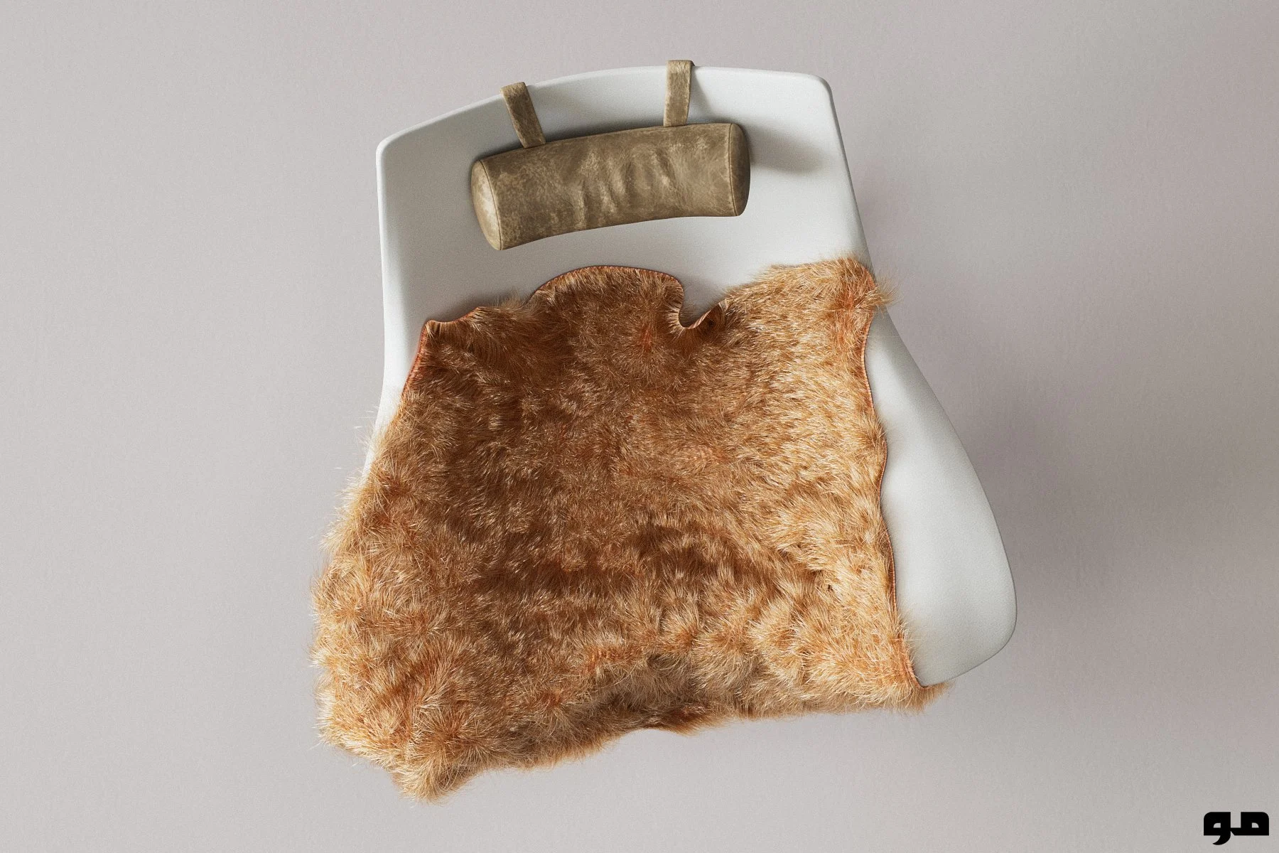 Leather and fur chair top camera render