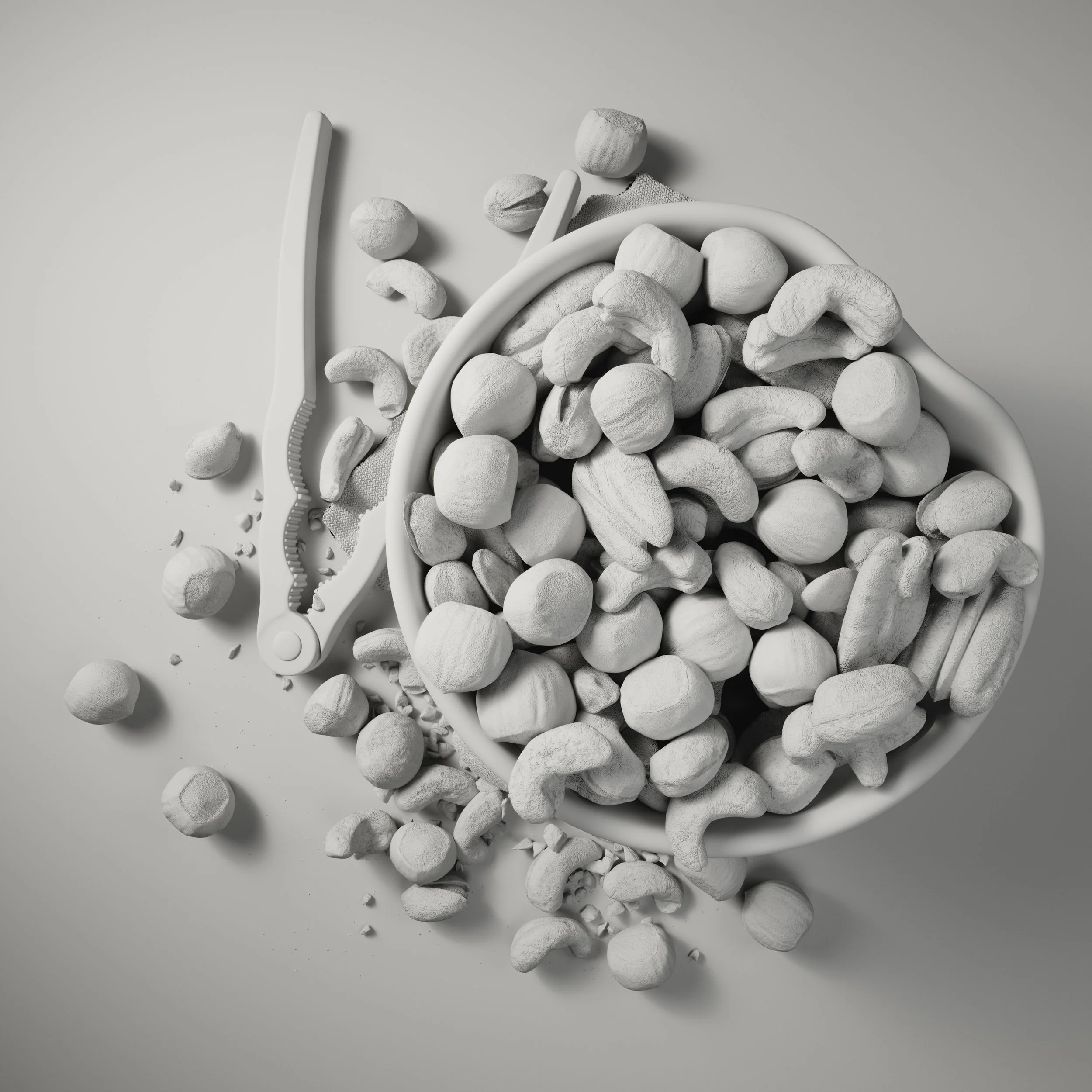 Nutcracker still life clay render