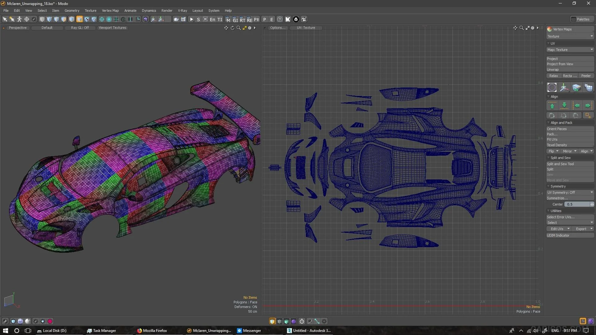 McLaren UV layout in Modo